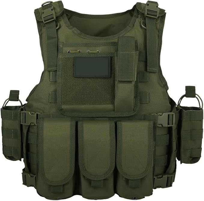 PIKEON Adjustable Airsoft Vest for Outdoor Sports & Role-Playing Games, Lightweight Protective Gear with Multiple Pouches