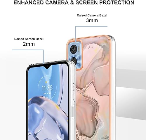 Miniatura 4 de Funda para teléfono Moto E22 4G, funda E22i, TPU suave + patrón de mármol IMD diseño delgado mejorado para cámara y protección de pantalla para