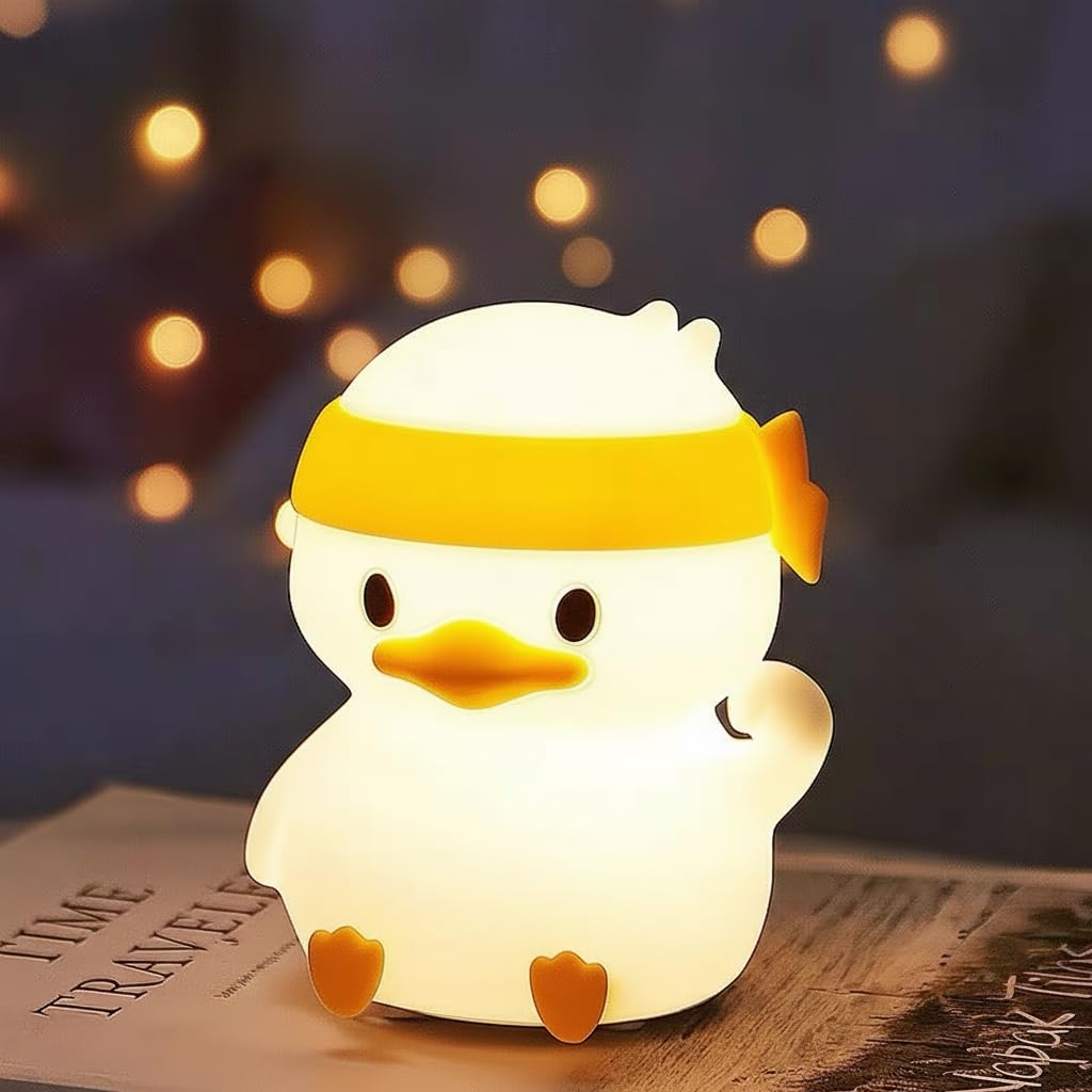 Fanimyholy Baby Nachttischlampe, Silikon Enten-Nachtlicht für Kinder, Duck Nachttischlampe Kinder, 7 Farben, Über USB Aufladbar, Soft-Touch-Oberfläche, Sanfte Beleuchtung