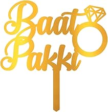 LET'S DIY Gold Acrylic Cake Topper for Wedding, Anniversary, Valentine's Day – Elegant Decorative Cake Accessory (Baat Pakki)