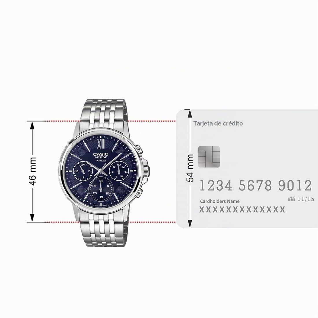 Casio Reloj analógico plateado BMS-300D-2AVDF para hombre (A2541)