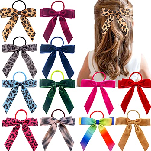 JOYOYO Velvet Hair Bows Rubber Bands Ribbon Bowknot Ponytail Holders Elastic Hair Ties for Women,Girls Pack of 12