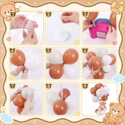 6 Sets Bear Centerpieces for Baby Shower Decor, Beige White — 사진 3