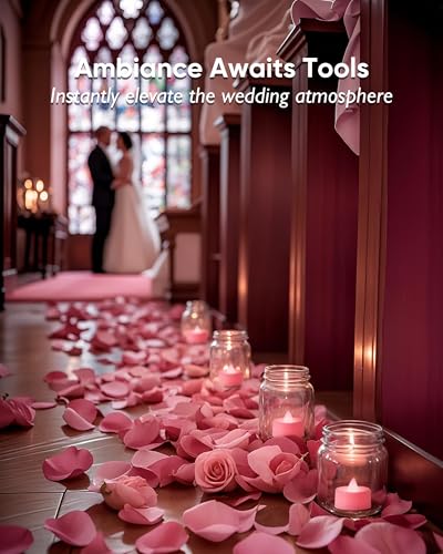 Image of Amagic 30 Pcs Pink Flickering Flameless Tea Lights Battery Operated, 200+ Hours Long Lasting Colored Candle for Wedding, Table Centerpiece, Theme Party, Aniversary, Proposal, Christmas, Pink Base