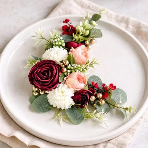 Image of SATYAM KRAFT 1 Bunch Handmade Artificial Peony Flower Brooch for Hamper Decoration, Trousseau Packing, Wedding, Engagement, Gift Wrapping, DIY Craft & Saree Accessories (Big Bunch, Multi)