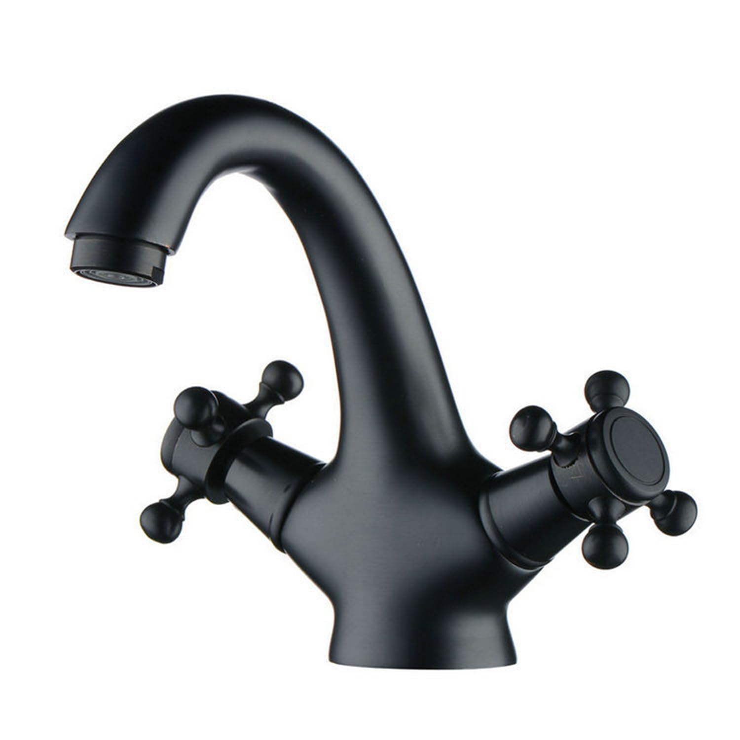 Grifo de lavabo de dos asas, grifo de baño de latón,mezclador de lavabo de baño retro,mezclador de lavabo caliente y frío (negro)