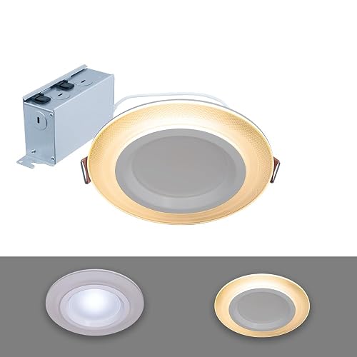 HALO RL LED Recessed Lighting 6 inch Canless with Night Light 5CCT 1000lm | Dual mode Night light /Downlight, wet-rated for showers and outdoor use, 2700K-5000K, Dims to 5%+dim to warm