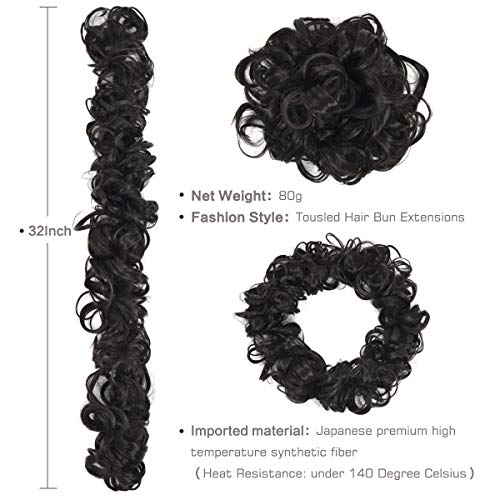 YAMEL Messy Bun Hair Piece Dark Brown Long Scrunchy DIY Wrap Around Touseld Updo Hair Extensions Ponytail Curly Hair Pieces for Women - Image 2