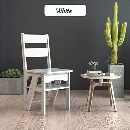 Chaise d'escalier en bambou blanc : escabeau pliant 4 marches double usage - 8