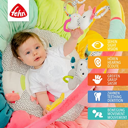 Fehn-3-D-Activity-Nest-Spielbogen-Aiko-Yuki--Baby-Krabbeldecke-rund-mit-5-abnehmbaren-Spielzeugen-zum-Greifen--Spieldecke-fur-Babys-und-Kinder-ab-0-Monaten--Krabbelmatte-als-Geschenk-zur-Geburt