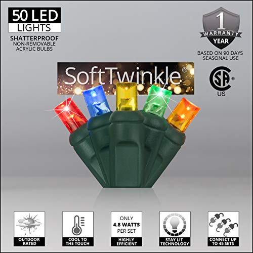 Softtwinkle Slow Twinkling Christmas Lights, Soft Twinkle String Lights Pulsing Christmas Lights (50 Lights, 25.5 Ft, Multicolor) #TOP2