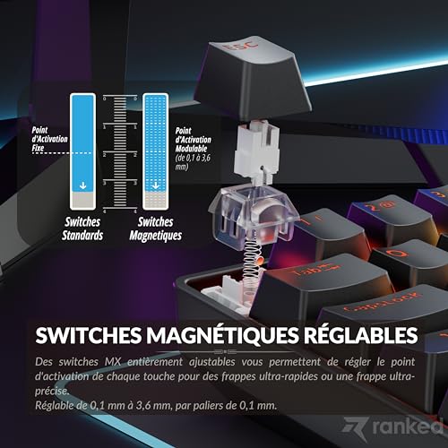 Ranked Master M65 HE 65% | Rapid Trigger Technologie | Clavier Gaming Mécanique Magnétique | 69 Touches RGB LED pour PC/Mac Gamer | Clavier Français & Belge (AZERTY) (Pom Dye Sub, Clear Switch) – vue 3