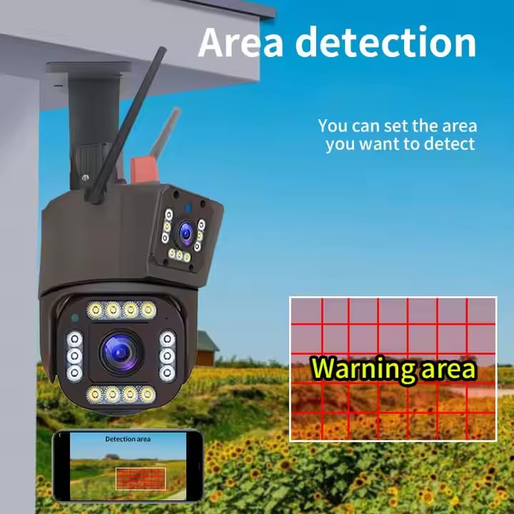 Image of V380 Pro 12MP Wireless PTZ Security Camera Triple Lens 4G SIM AI Motion Detection Color Night Vision 355 Pan & 90 Tilt Two-Way Audio IP66 Waterproof Indoor & Outdoor