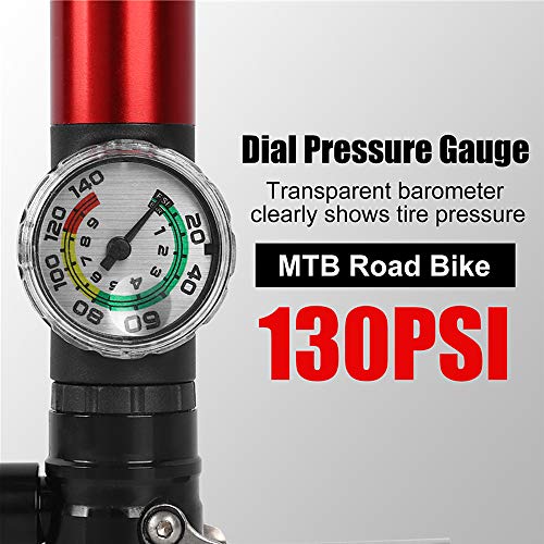 Bomba de bicicleta, Romacci Bomba de bicicleta portátil de liga de alumínio Tubo de pneu Mini bomba