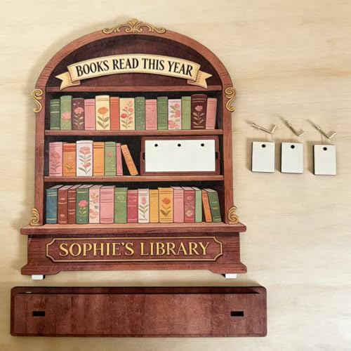 Letrero de madera para contador de libros con diseño grabado motivacional 7