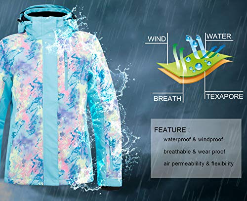 ANDORRA Ski Jacket Sportswear Hooded Softshell Outdoor Waterproof Jacket,Van Gogh Cotton Candy,L - Thumbnail 3