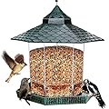 Twinkle Star Wild Bird Feeder Hanging for Garden Yard Outside Decoration, Hexagon Shaped with Roof, Green