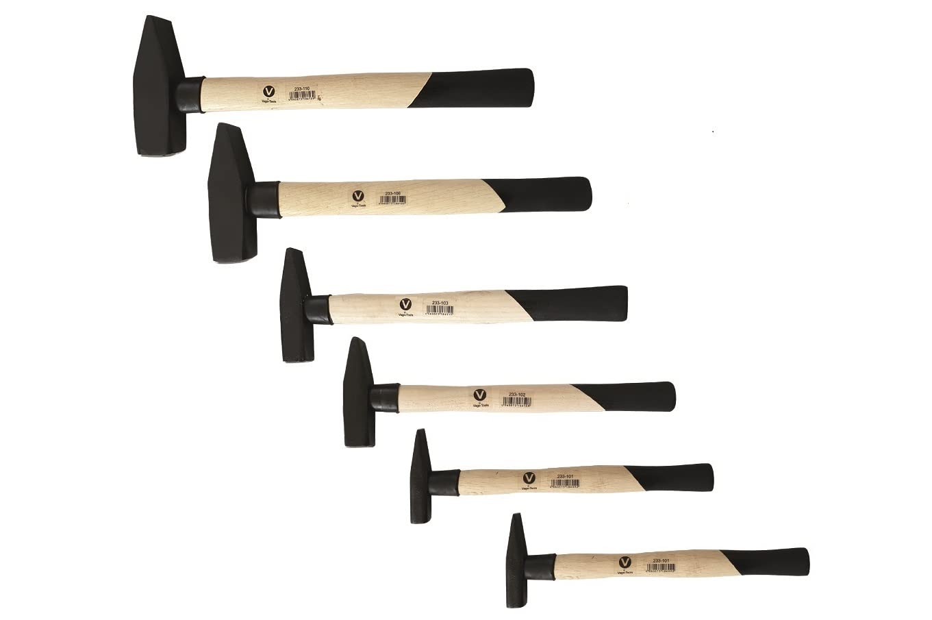 Lot de 6 marteaux de serrurier avec protection du manche 100 200 300 800 500 1000 g