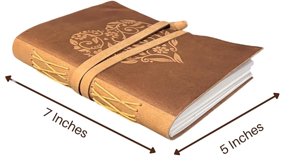 Image of AccuPrints Handmade Leather Journal 240 pages, Travel Diary with Inspirational Quote, Vintage Craft Paper Notebook for Writing Sketching, Compact Size with Strap Closure