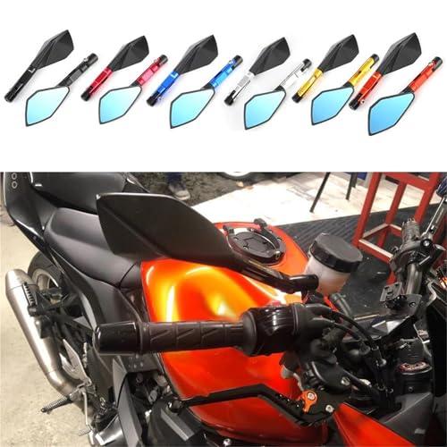 Espejo retrovisor lateral ajustable para moto Kawasaki Z800 Z900 con cristal giratorio rojo 2