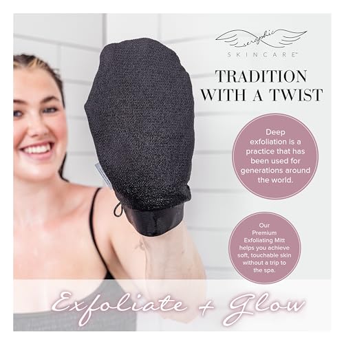 Seraphic Skincare 01 Original) Premium Exfoliating Mitt For Body (2Pc) – 100% Vegan Viscose Traditional Body Scrub Glove Kessa Korean Washcloth thumb #6