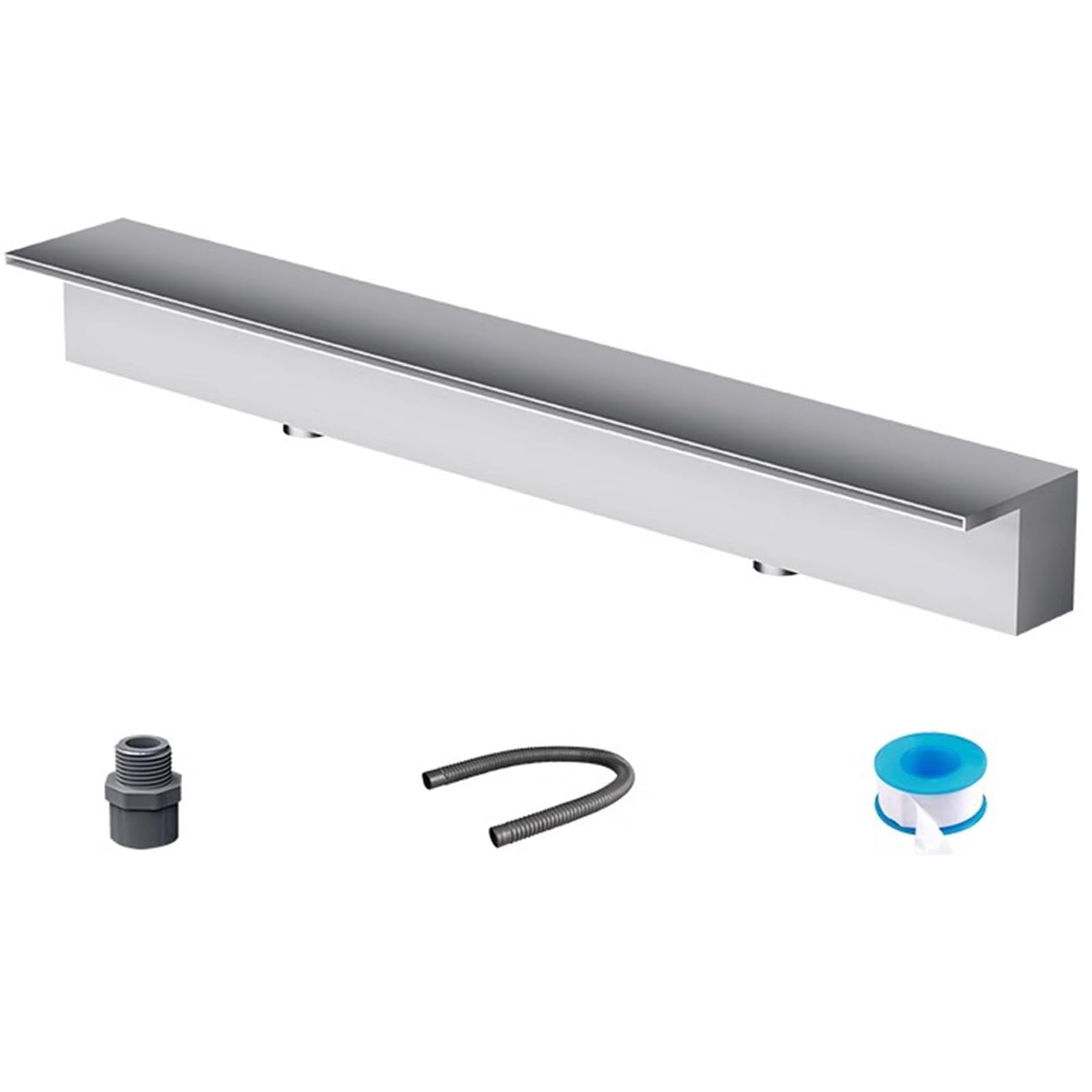 Heavy Duty Stainless Steel Waterfall Spillway for Garden Pond, Pool & Patio - Durable Fountain Water Spray Accessory, Embedded Mounting, 120cm (47.2in) Silver Outlet