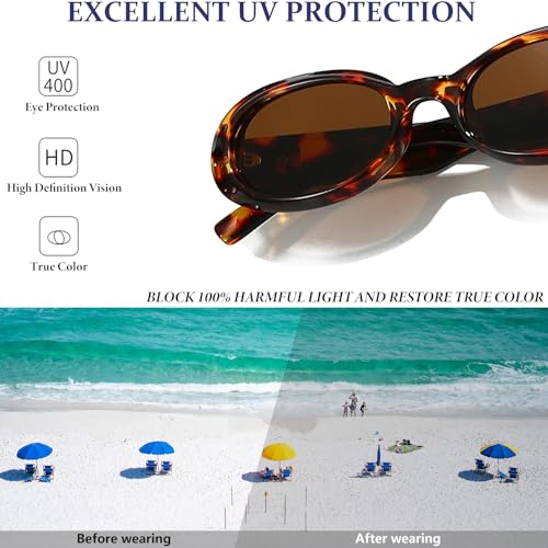 Retro Oval Sunglasses for Women 90s Classic Shades Vintage Fashion Womens Sun Glasses4