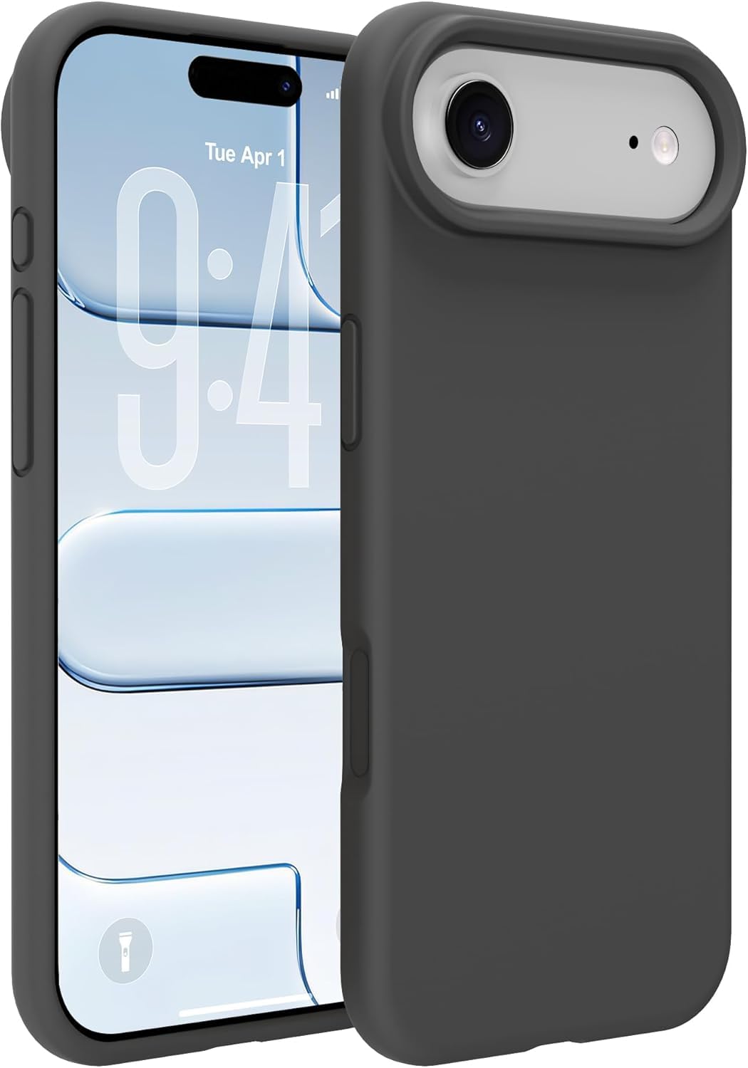 DIZORO Compatible with (iPhone 17 Air Case)(2025), Liquid Silicone 3 Layers Full Covered Soft Gel Rubber Phone Case,Shockproof Protective Cover with Anti-Scratch Microfiber Lining-Dark Grey