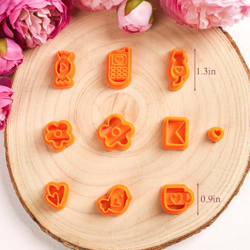 YODOYO Valentines Day Polymer Clay Cutters 10pcs Valentine Clay Cutters Polymer Clay Tools Cute Clay Earring Making Kit Heart Candy Cat Flowers Clay Cutters Polymer Clay Jewelry Valentine's Day Gift