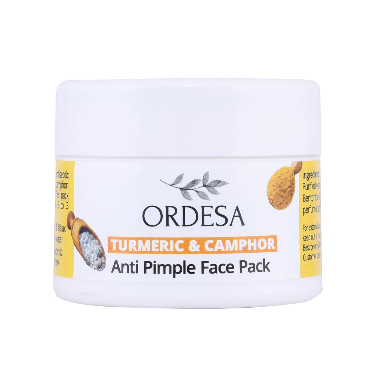 ORDESA Ubtan Anti-Pimple Face Pack Mask for Fairness, Tanning & Glowing Skin with Turmeric & Camphor 90g