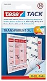 tesa doppelseitige Klebepads TACK XL / Transparente Klebestreifen zum Aufhängen an Wänden, Fenstern und Spiegeln / 1 x 36 Pads