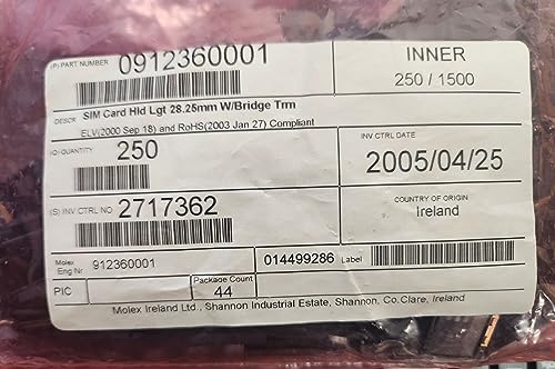 (250 PCS) 91236-0001 Compatible with MOLEX CONN Compatible with CARD HOLDER SIM 6POS VERT