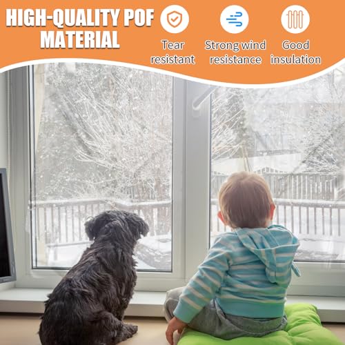 62×433in Window Insulation Kit for Winter- Indoor 10-Window Plastic for Winterizing, Thicken Translucent Window Covering Shrink Film with Double-Side Tape to Keep Cold Out by Bigmeta - Image 6