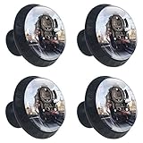  Abenily Lot de 4 boutons d\'armoire ronds en verre pour trafic à vapeur et chemin de fer - Poignées de placard de cuisine, de porte, de commode, de meubles et de tiroir - 30 mm
