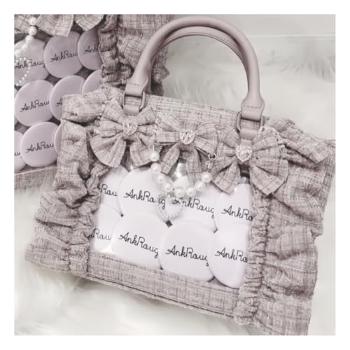 Image of Ita Bag Pins Display Single Shoulder Crossbody Bag Ruffles Bow Purse and Handbag for Women Nylon Tote Bag with Insert (Pink)