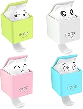 Punch-Free Self Adhesive Towel Plug Holder Towel Hook, Self Adhesive Wall Hand Towel Rack, Triangular Plastic Rag Storage Rack, Can Be Used in Bathrooms (2, Open Close cat Sticker)