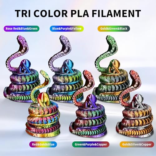 Image of YOUSU 3D Printer Filament Silk PLA Filament Rainbow Color,1.75mm Tri Color Filament 6 * 1kg Pack.
