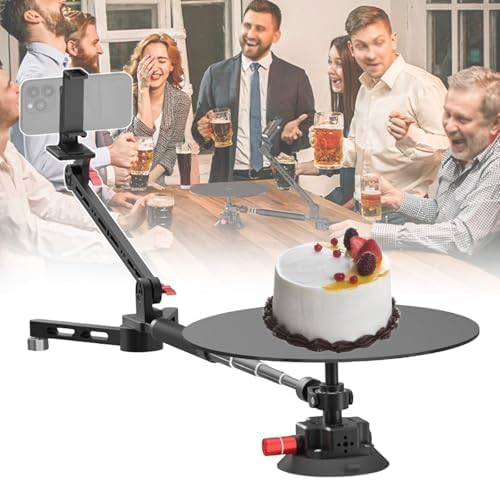 Photography Turntable, 360° Spinning Camera Mount with Metal Ball Head and Cell Phone Holder, Manual Rotating Platform Photo Shooting Tables for Photography