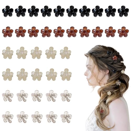 TRKETK 40 Piezas Pinza para el Pelo con Flor Pequeña Mini Clips para el Cabello Pinza para Cabello de Agarre Antideslizante Claw Clips Lindo y Dulce Accesorios de Cabello para Mujere