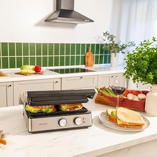 Cecotec Griglia elettrica Rock'nGrill Blaze. 2400 W, rivestimento RockStone, facile da pulire, apertura a 180°, senza BPA, superficie di cottura 29 x 23 cm, temperatura regolabile