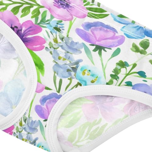 Cotton Girls Underwear Toddlers Watercolor Flowers Leaves Girl Panties Cute Print Briefs Girls Undies 2t4
