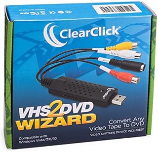 ClearClick VHS To DVD Wizard with USB Video Grabber & Free USA Tech Support