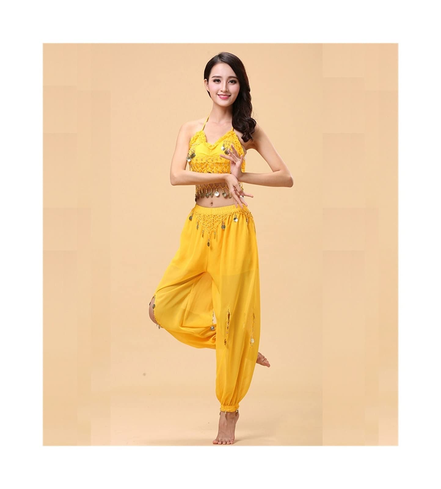 WSMNYH Cintura da Ballo Conjunto de 2 Piezas Disfraces de Baile Profesional Mujer Danza del Vientre for Mujer Vestido de Traje de Baile for Adultos Gonna di Danza del Ventre