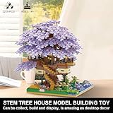 PQKIE Cherry Blossom Tree Building Set,2229 Pcs Japanese Sakura Tree House Micro Blocks Toys,STEM Creative Purple Cherry Blossom Bonsai Trees Brick Flowers Set,Friendship Treehouse for Adult,Kid