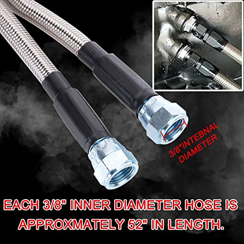 Transmission Cooler Hose Fitting Kit With Braided Line For Chevy Ford Mopar Gm Gmc Buick Cadillac Cars And Trucks, Stainless Steel Braided Lines, Replace Th350/ 700R4/ Th400 #TOP4