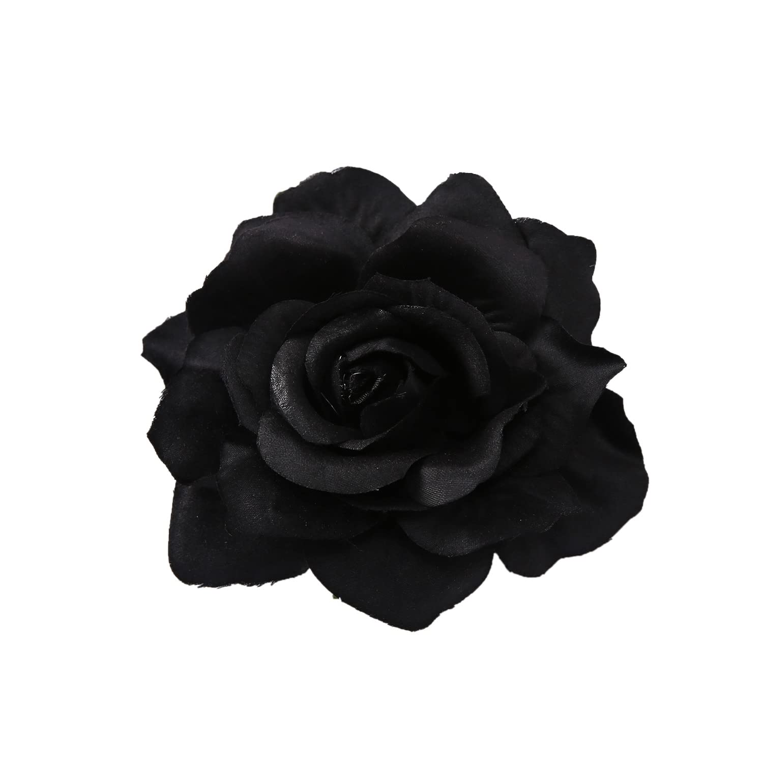 Black Flower Rose Hair Clips for Women Flower Rose Brooch
