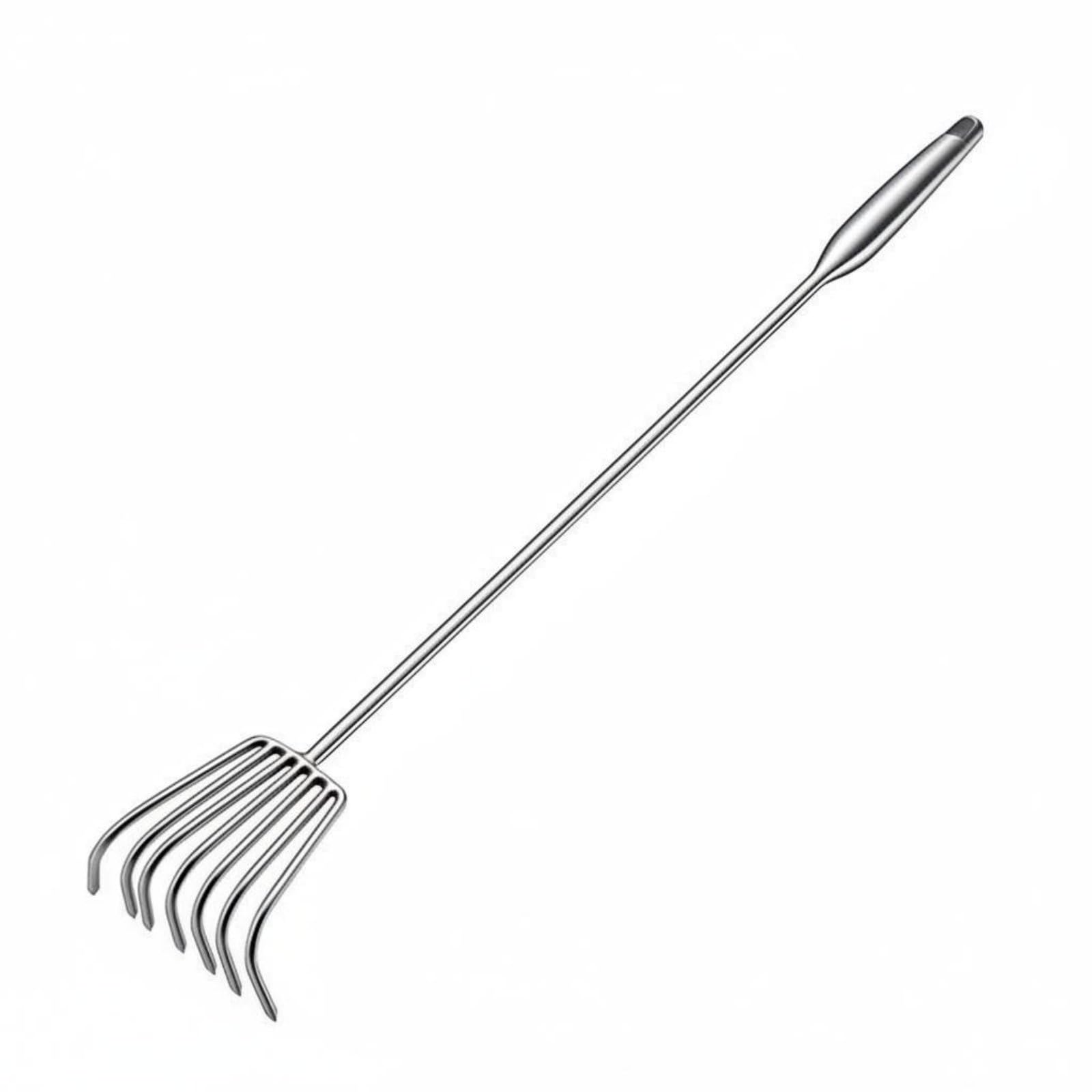 Rateau Agricole Rateau de Jardin Griffe Cultivateur Sarcloir en Acier Inoxydable Épais Antirouille Manche Long Ergonomique pour Ameublir Le Sol , 100CM , 7-Dents