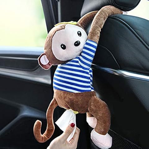 WYBXZ Hanging Monkey Tissue Box Cover Car Tissue Holder Butt Creative Toilet Paper Holder Plush Monkey Paper Storage Box Tissue Tissue for Car Home Bathroom Living Room Bedroom Office Dorm (Coffee) Cover