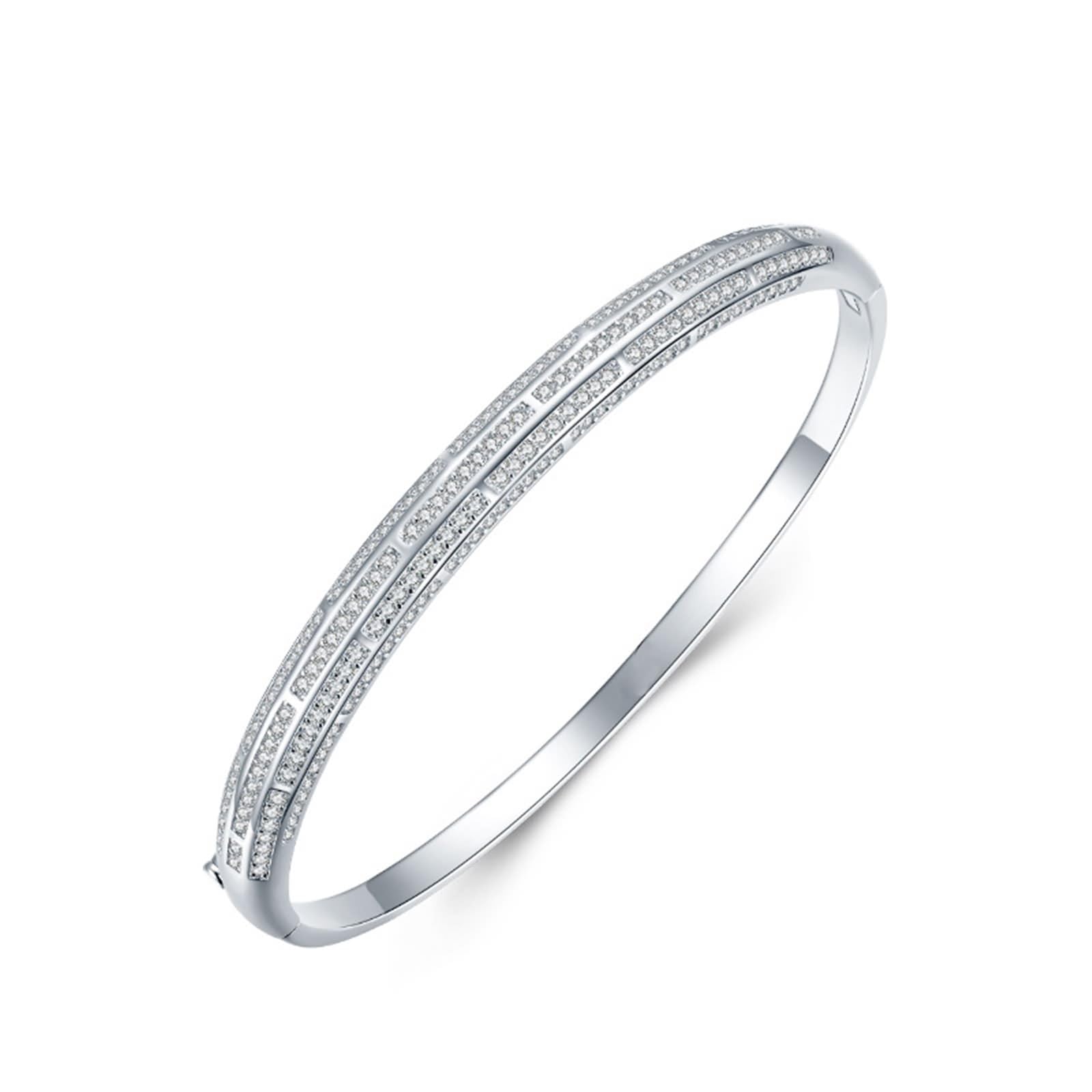 Pulsera de novia, pulsera para mujer, elegante, brillante, con moissanita, oro blanco y platino 950