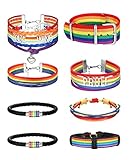 THUNARAZ 8 Pcs Pride Bracelet for Men Women LGBTQ Accessories Adjustable Gay Pride Rainbow Bracelet Handmade Nylon Wristband for Gay Lesbian LGBT Love Wins Braided Bracelet Set